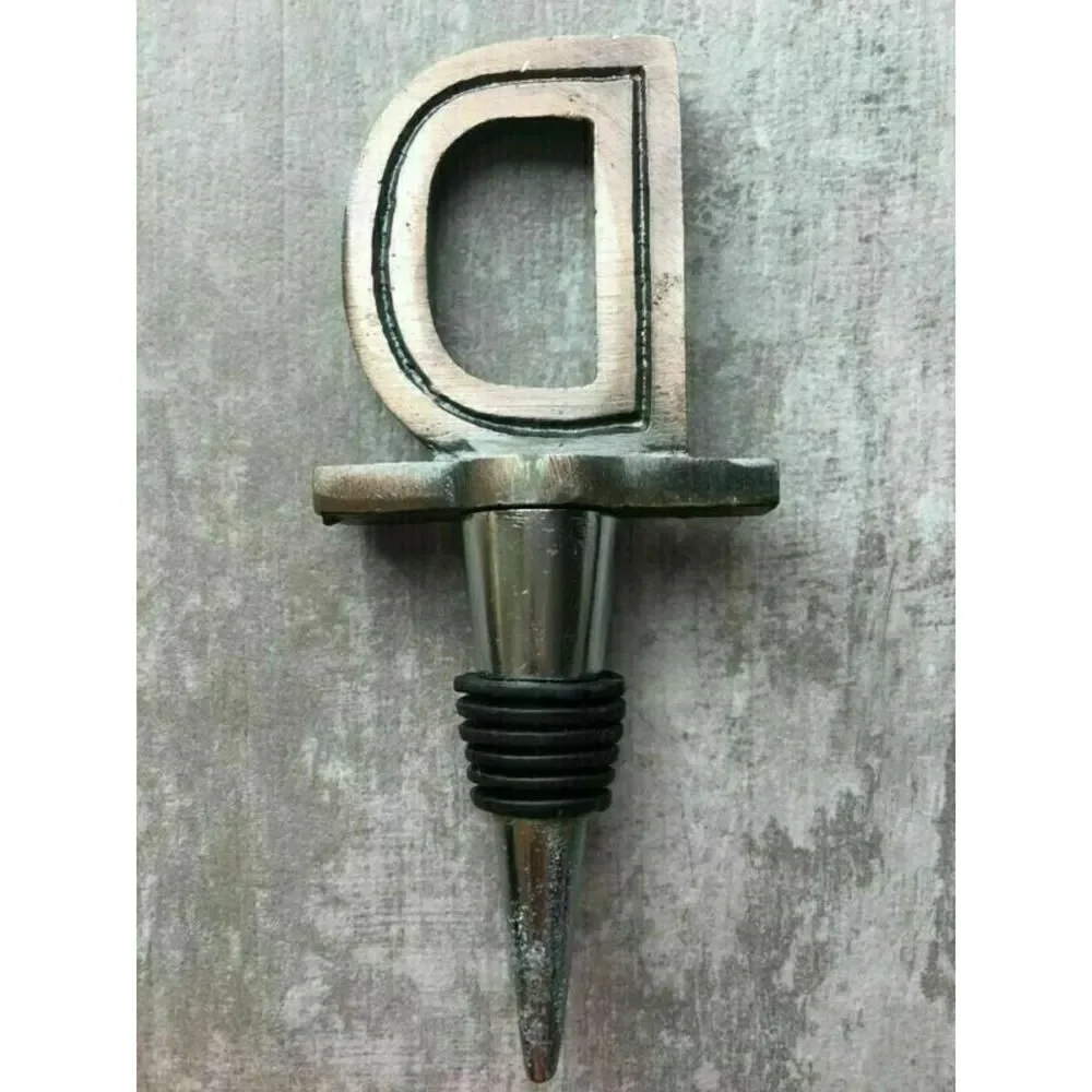 Metal Copper Oil Bronze Tone Wine Bottle Stopper Topper Monogram Letter “D”